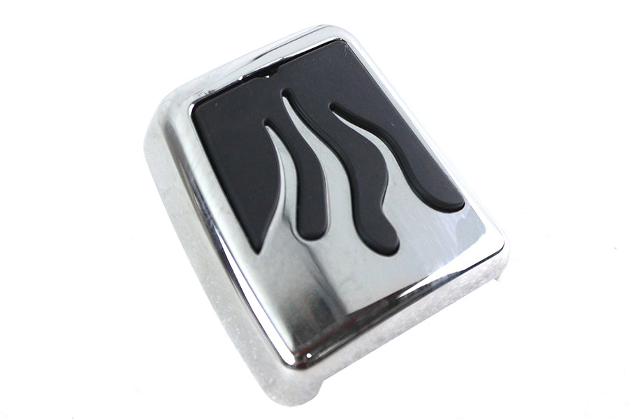 Edart chrome brake pedal pad with black flame design for forward controls