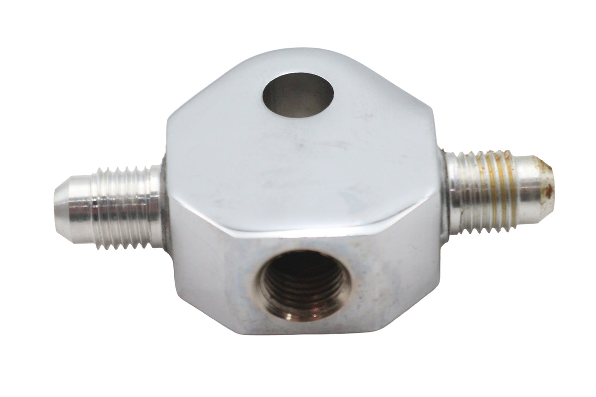 Edart chrome brake hose tee fitting, model 11-0648