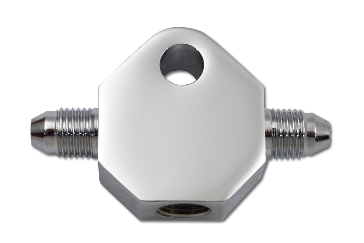 Edart 11-0649 chrome steel brake line tee fitting, shown against a clean background