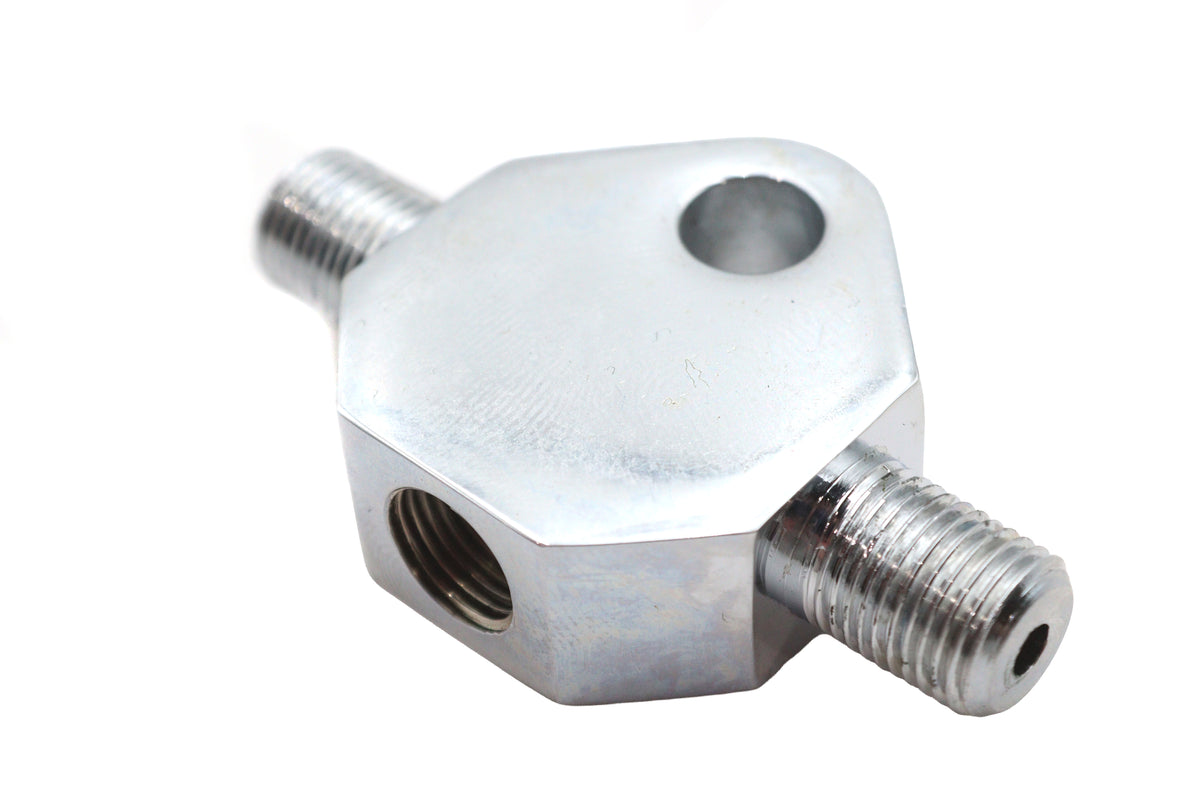 Edart 76169 chrome brake line tee fitting for automotive brake systems