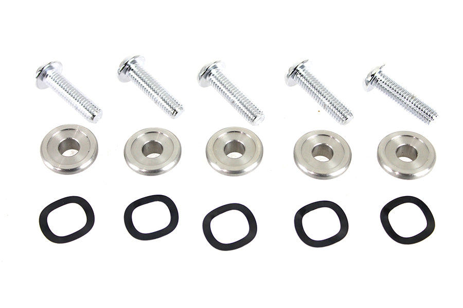 Edart 63511 chrome front disc brake hardware kit components displayed on a white background