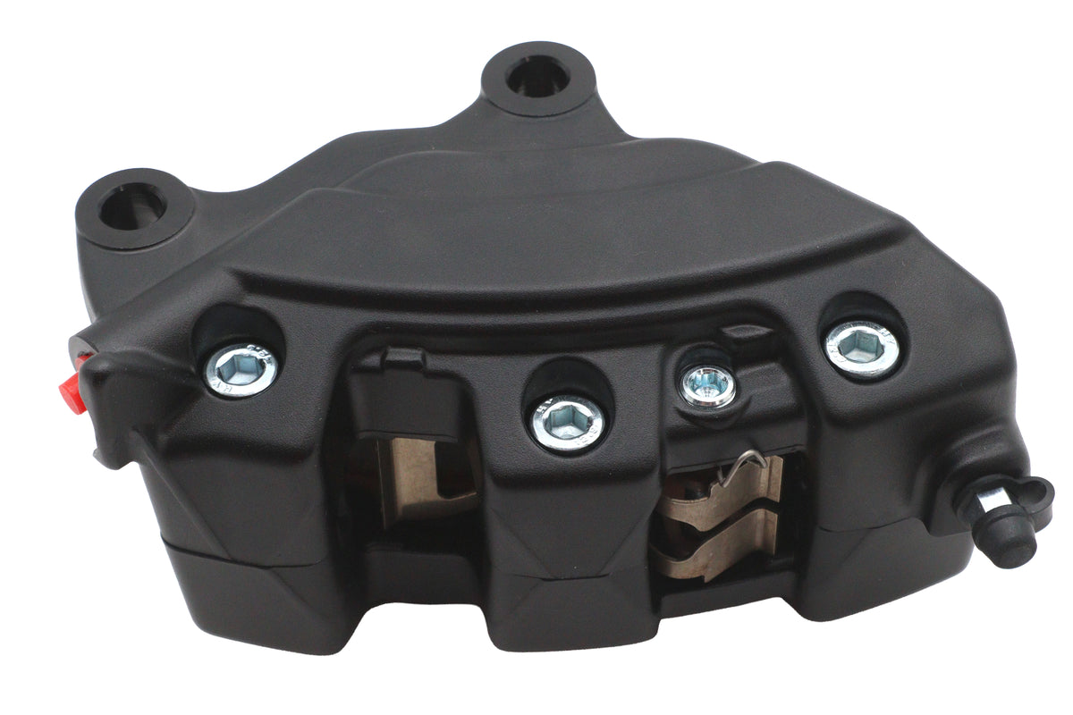 Edart 81727 black rear 4-piston brake caliper viewed from the side