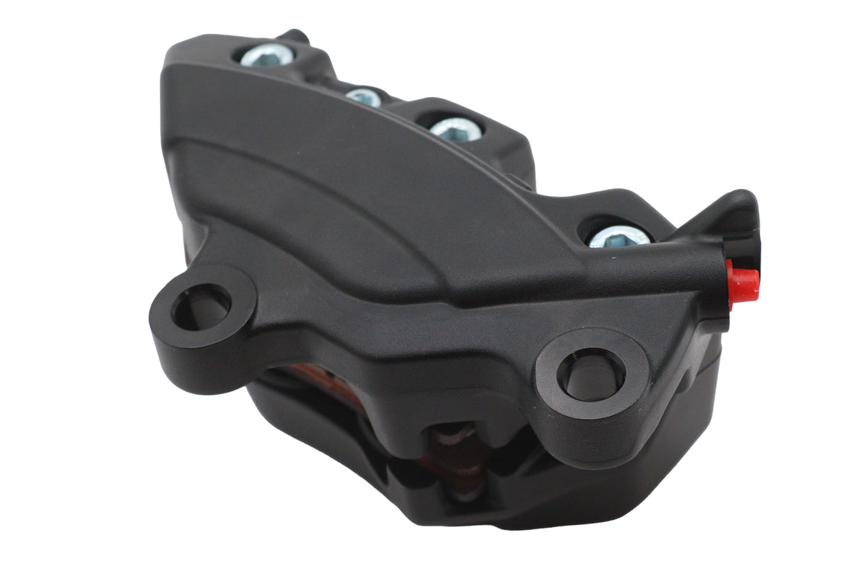 Edart 81727 black rear 4-piston brake caliper viewed from the side
