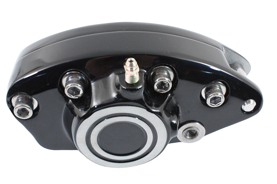Edart 46577 black front 1-piston banana brake caliper with bullseye detail