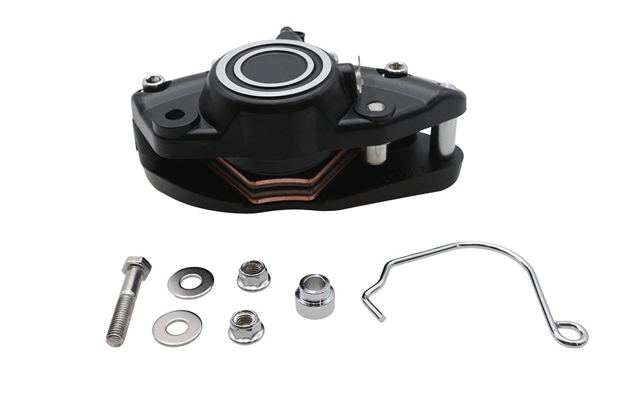 Edart 46577 black front 1-piston banana brake caliper with bullseye detail