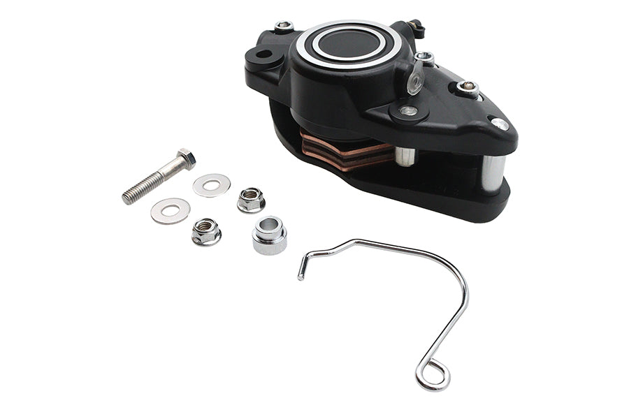 Edart 46577 black front 1-piston banana brake caliper with bullseye detail