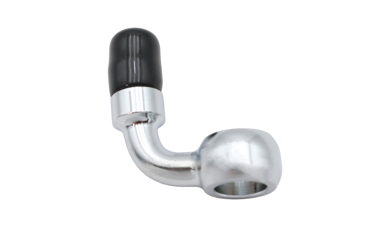 Edelbrock R4051C 90-degree brake hose adapter fitting in metallic finish