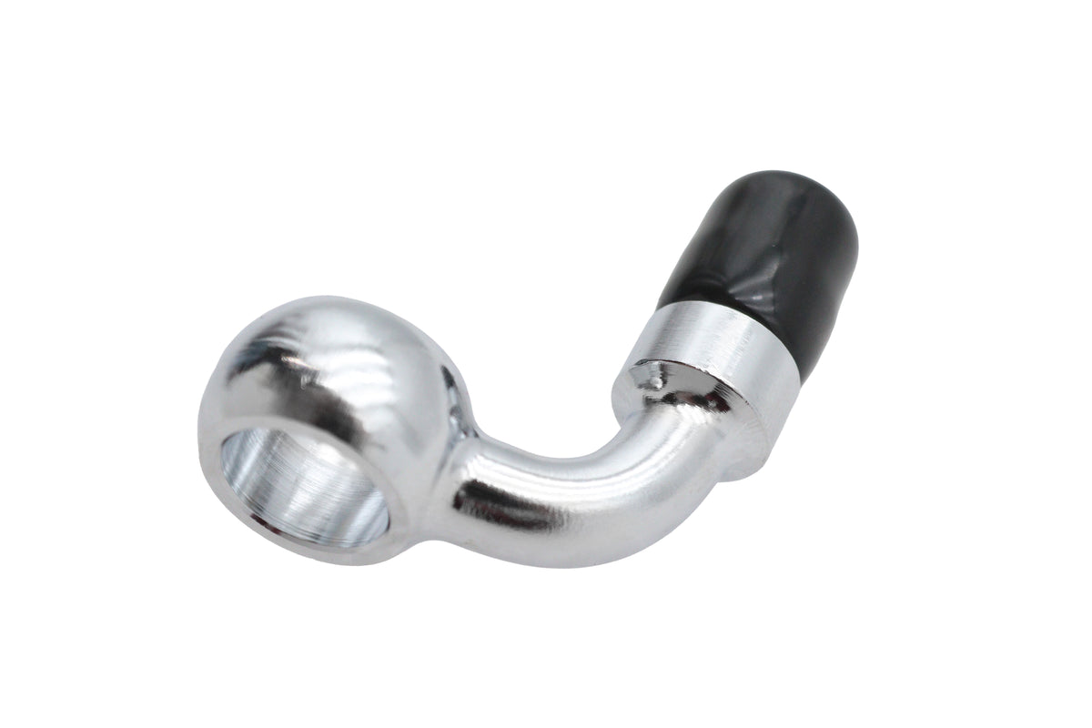 Edelbrock R4054C 90-degree brake hose adapter fitting in silver finish
