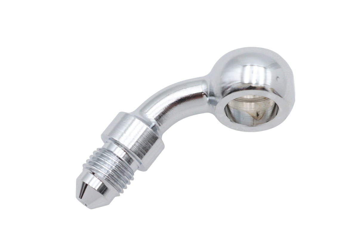 Edelbrock R4055C brake hose adapter fitting 45-degree angle close-up