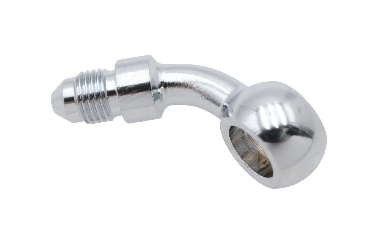 Edelbrock R4055C brake hose adapter fitting, 45-degree angled metal connector