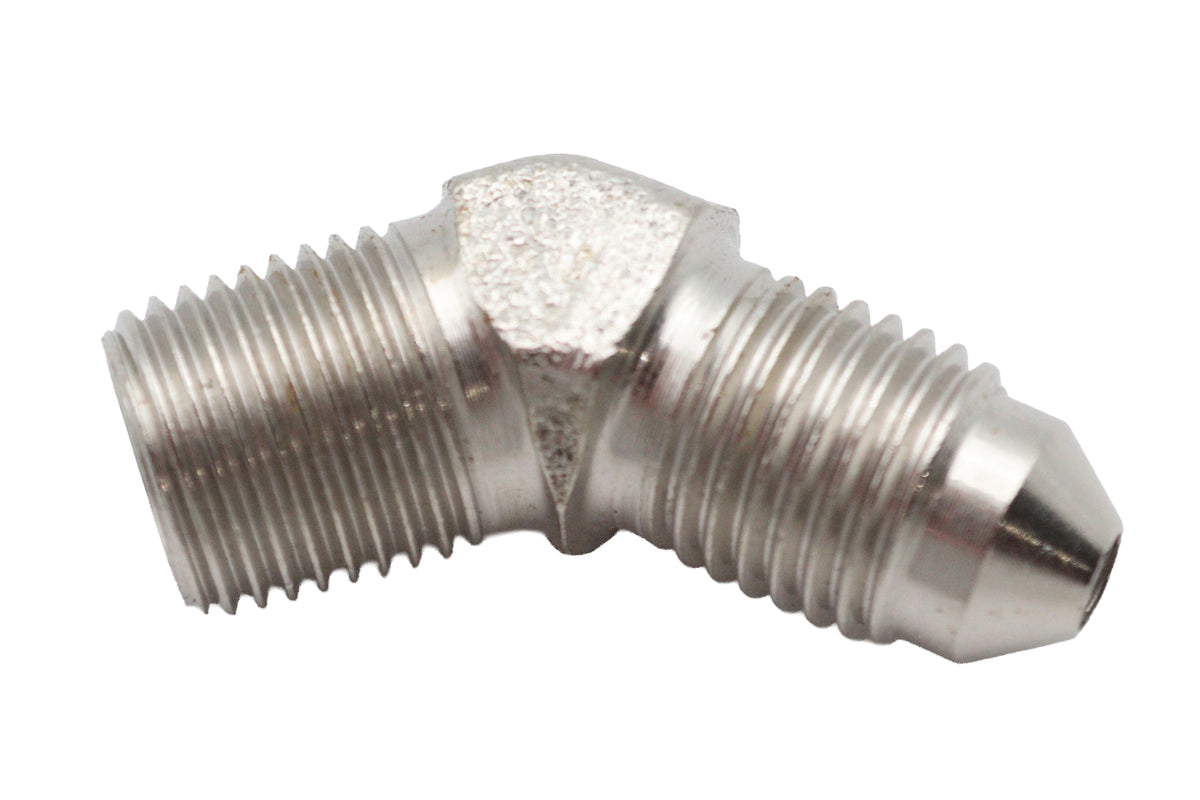 Edelbrock R4293C brake hose adapter fitting 45-degree angle close-up