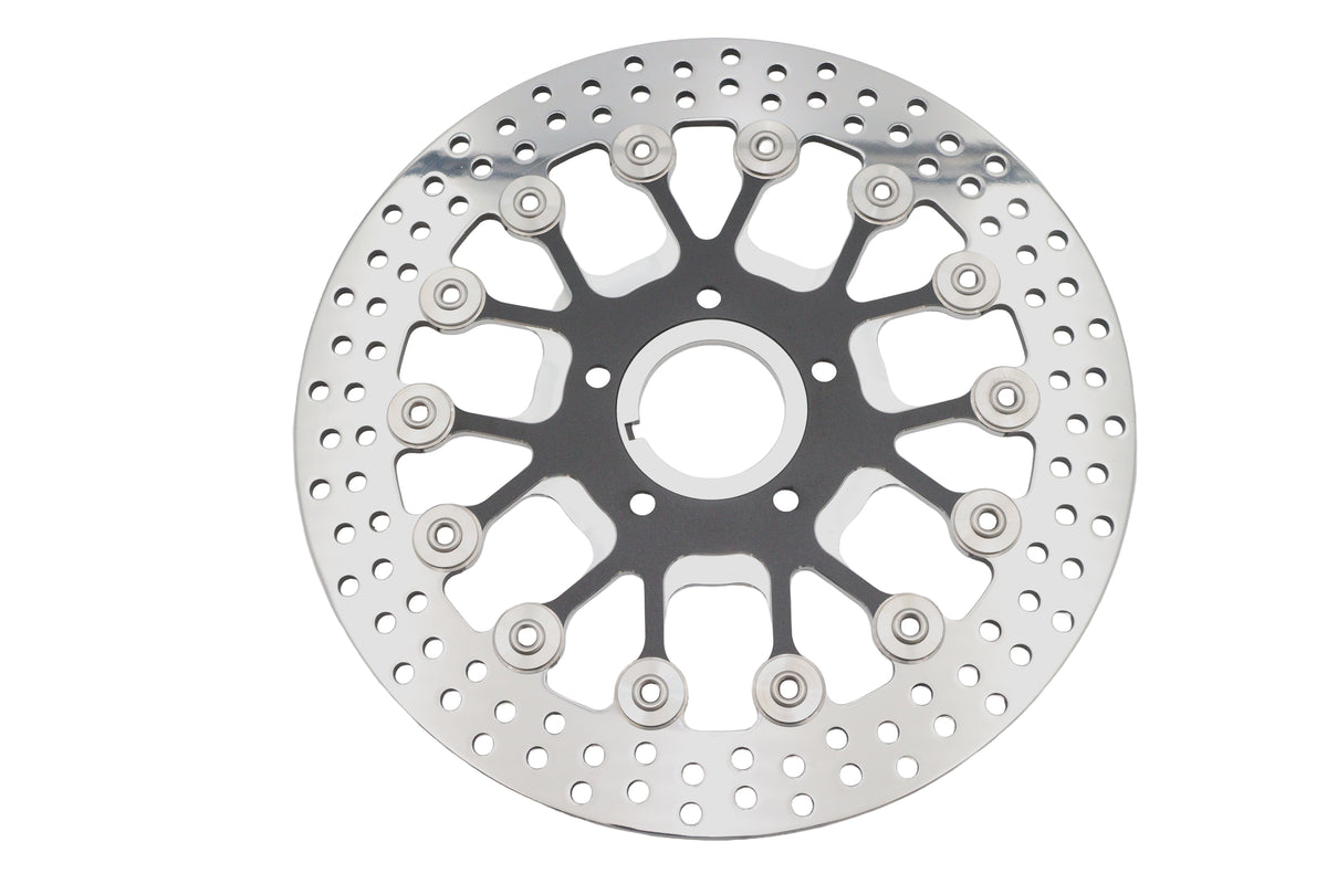 Ultima 90-894 11-1/2-inch floating front brake disc, black metal rotor with drilled holes