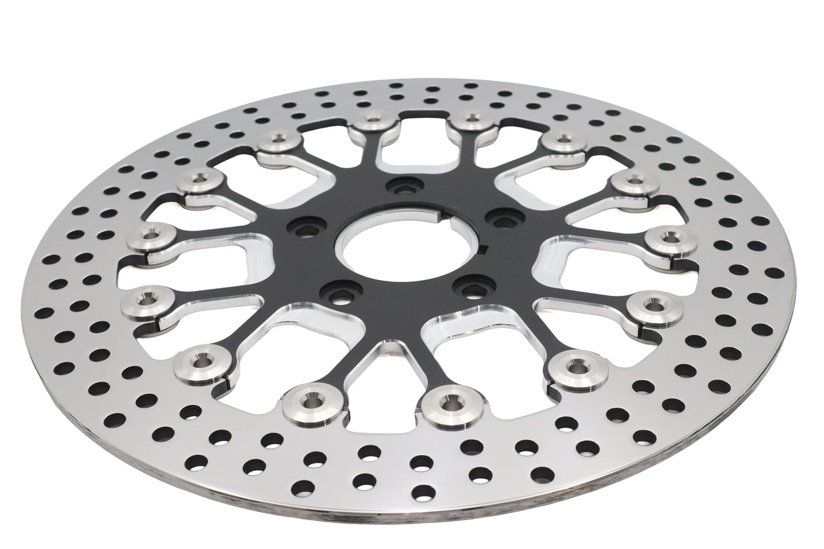 Ultima 90-894 11-1/2-inch floating front brake disc, silver metal rotor with drilled holes