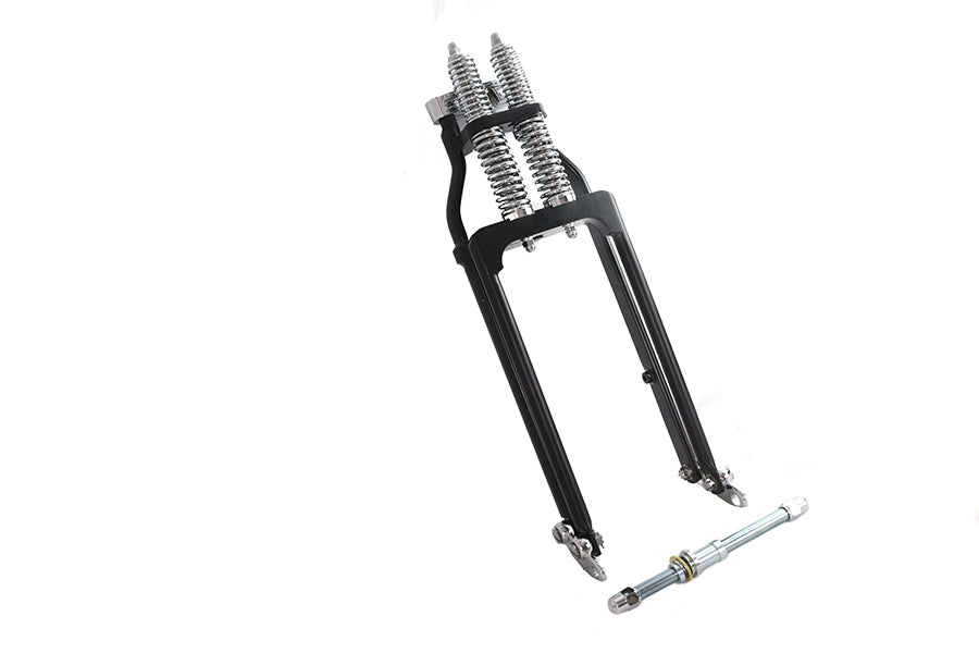 Ultima 117-80 springer fork assembly in black with chrome springs, motorcycle front suspension parts