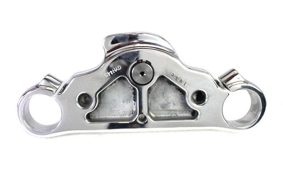 Motorshop FXD lower triple tree chrome front fork component on white background