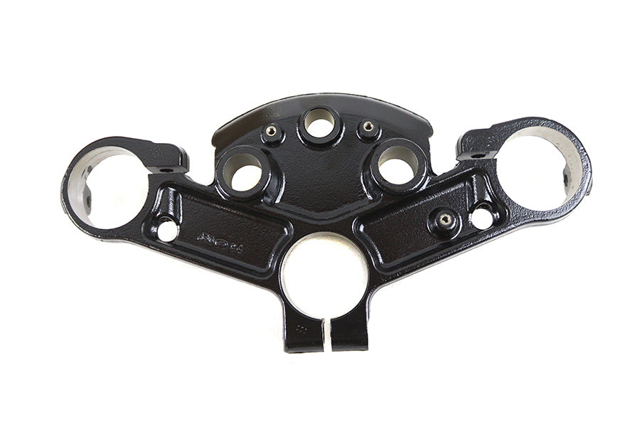 OE 49mm FLT upper triple tree in black for motorcycle front fork, model 45900024