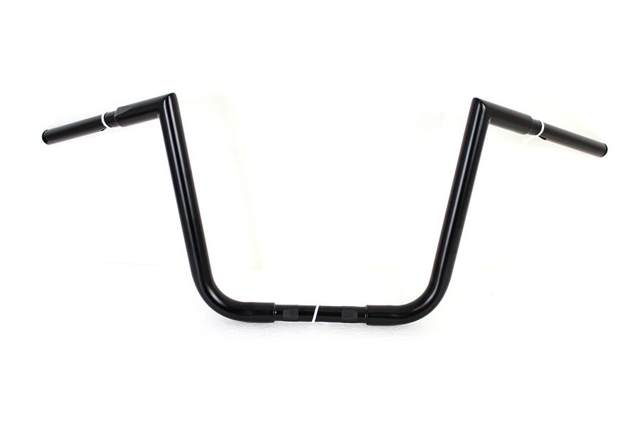 MCM 12-inch Ape Hanger Z Handlebar in black, motorcycle handlebar control displayed on a white background