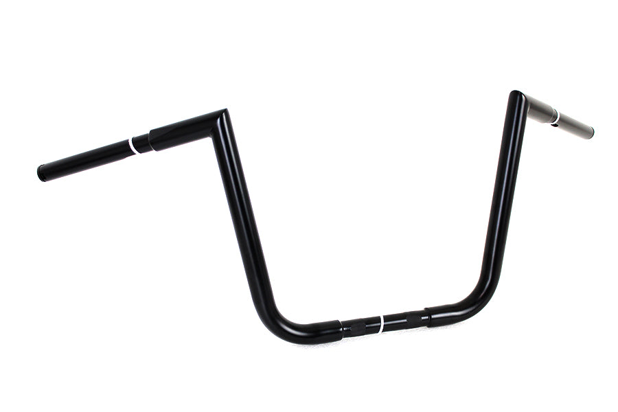 MCM 12-inch Ape Hanger Z handlebar in black, motorcycle handlebar control profile and finish