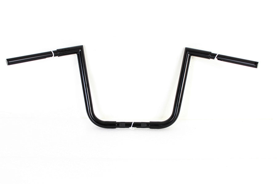 MCM 12-inch ape hanger Z handlebar in black, shown from the side