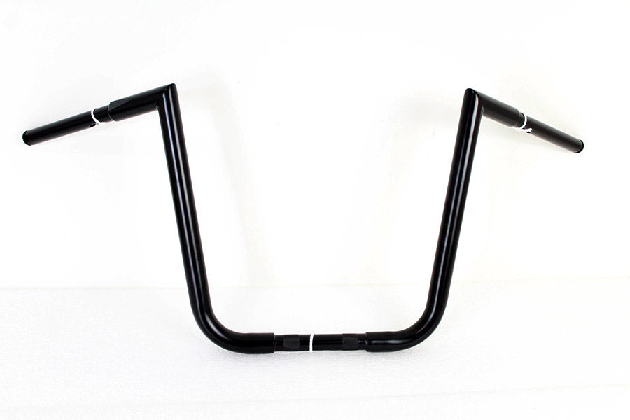 MCM 096825 14-inch Ape Hanger Z handlebar in black, motorcycle handlebar control viewed against a plain background