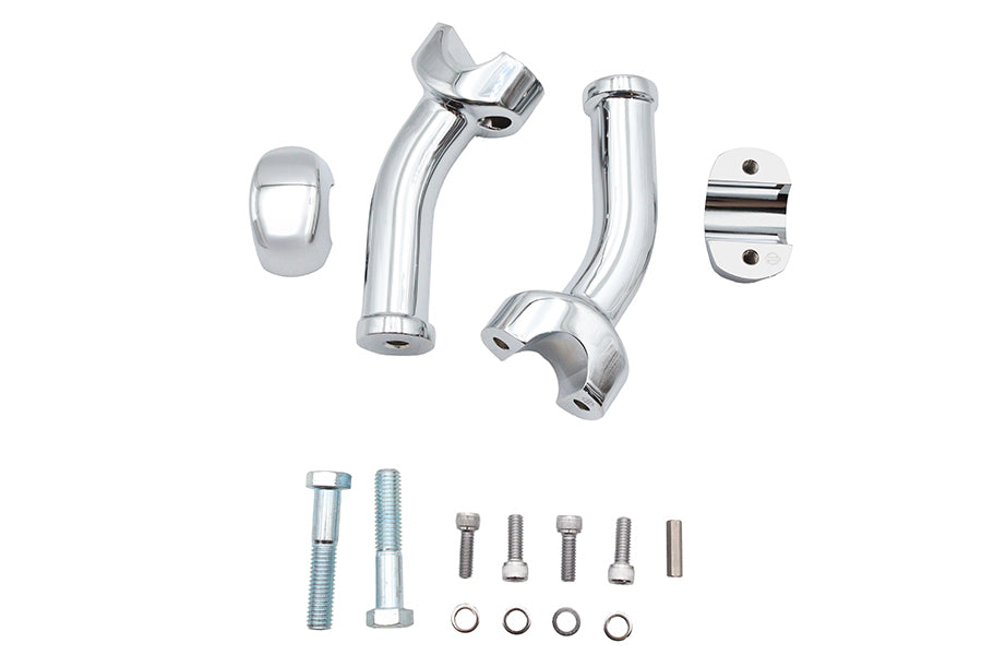 V-Twin 6-inch curved riser kit in chrome for motorcycle handlebar controls