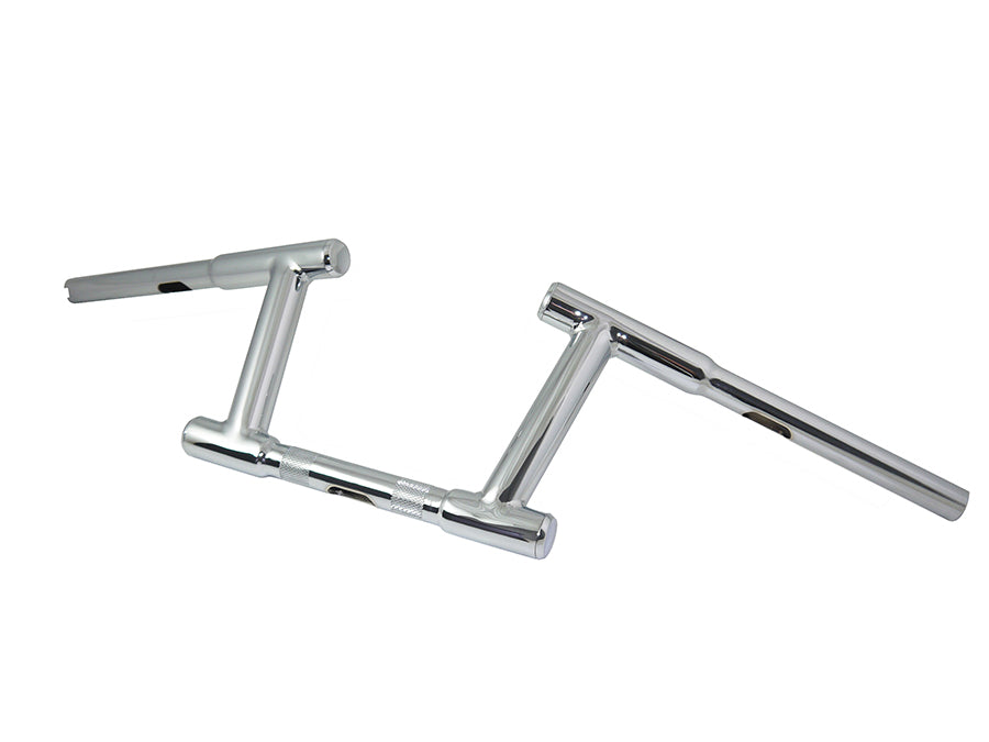 MCM 21054 6-inch chrome Z-bar racing handlebar with indents for motorcycle control