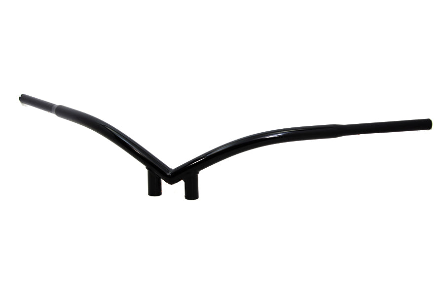 MCM 20139B V-Bar Handlebar with Indents, motorcycle handlebar control with curved V-shaped design