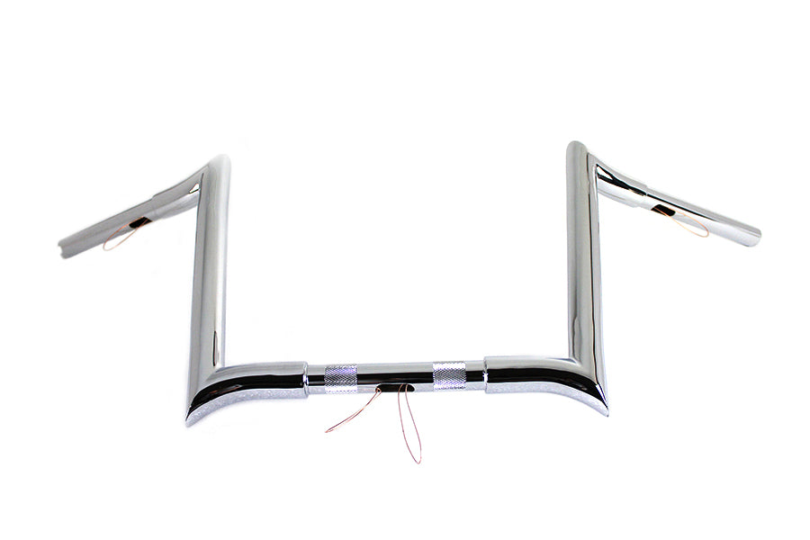 MCM 20282 12-inch chrome Z-bar handlebar with indents for motorcycle handlebar control
