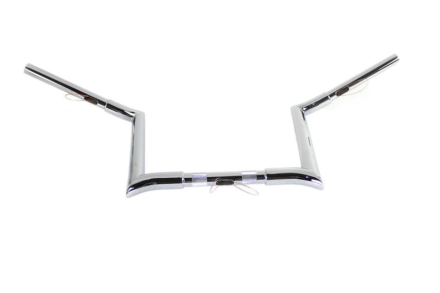 MCM 20282 12-inch chrome Z-bar handlebar with indents, motorcycle handlebar control