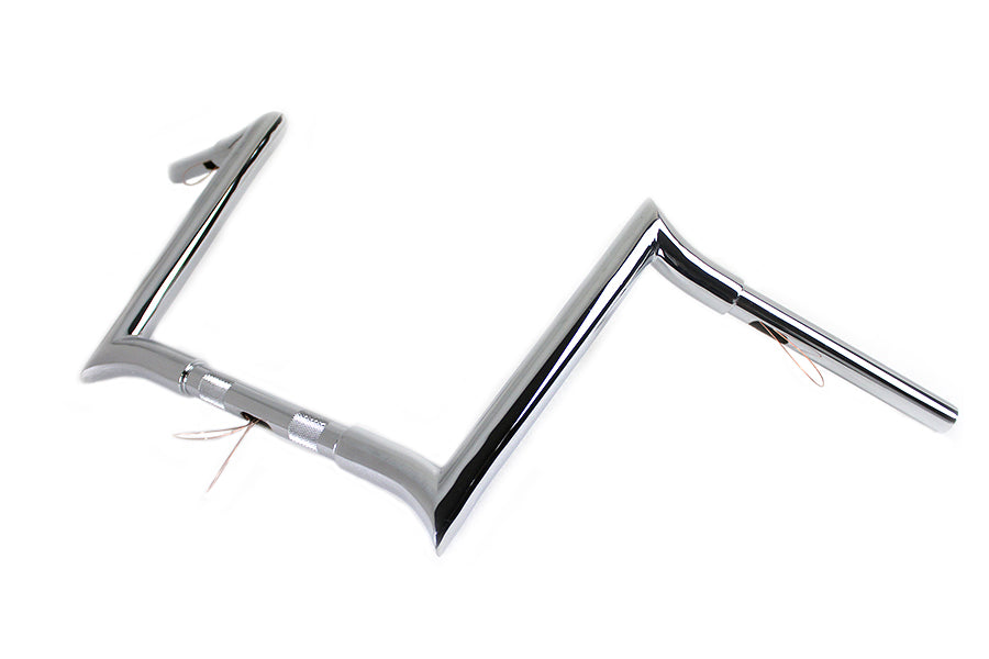 MCM 12-inch chrome Z-bar handlebar with indents for motorcycle control setup
