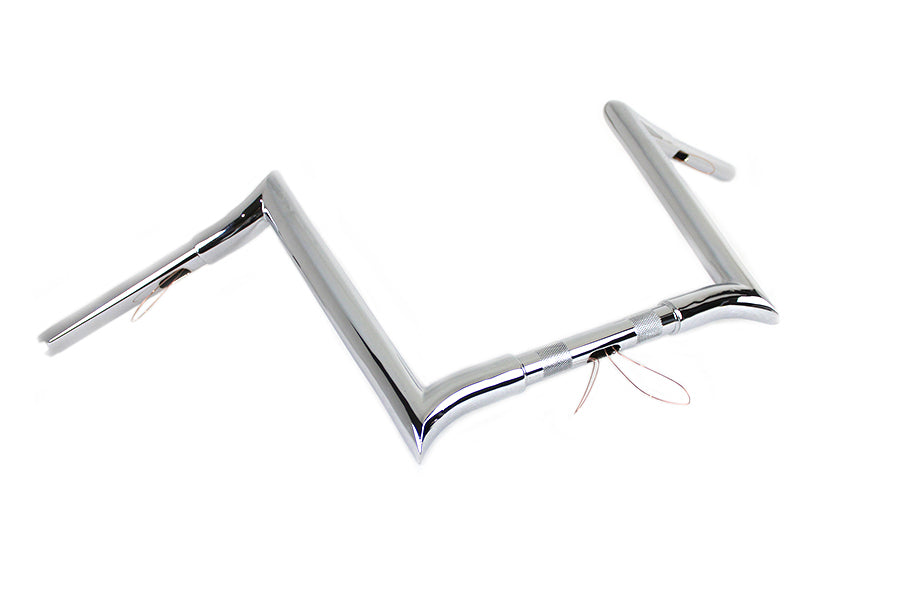 MCM 20282 12-inch chrome Z-bar handlebar with indents for motorcycle handlebar control setup