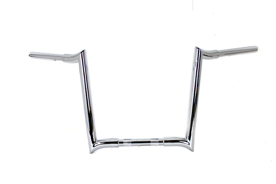 MCM 20283 14-inch chrome Z-bar handlebar with indents for motorcycle controls