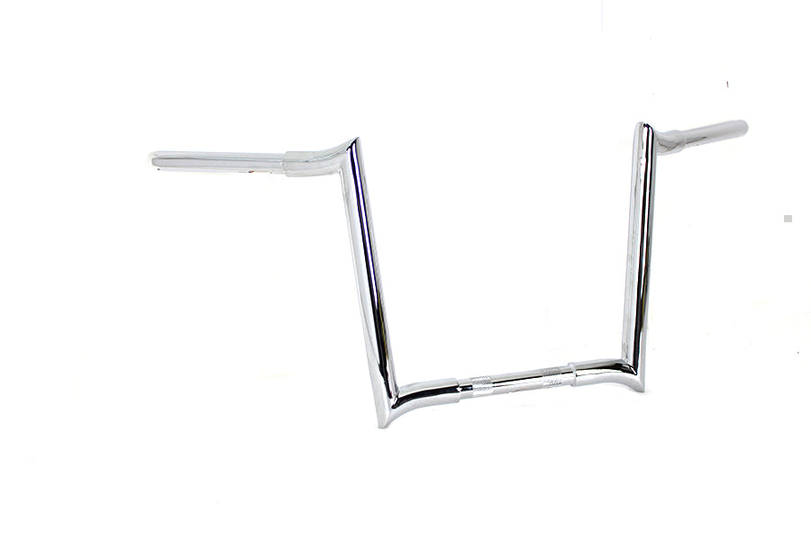MCM 20283 14-inch chrome Z-bar handlebar with indents for motorcycle controls