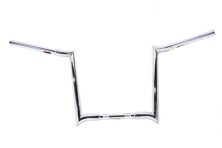 MCM 20283 14-inch chrome Z-bar handlebar with indents for motorcycle controls