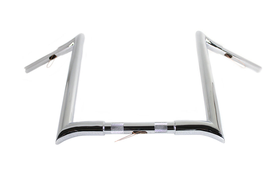 MCM 20284 16-inch chrome Z-Bar handlebar with indents for motorcycle control setup