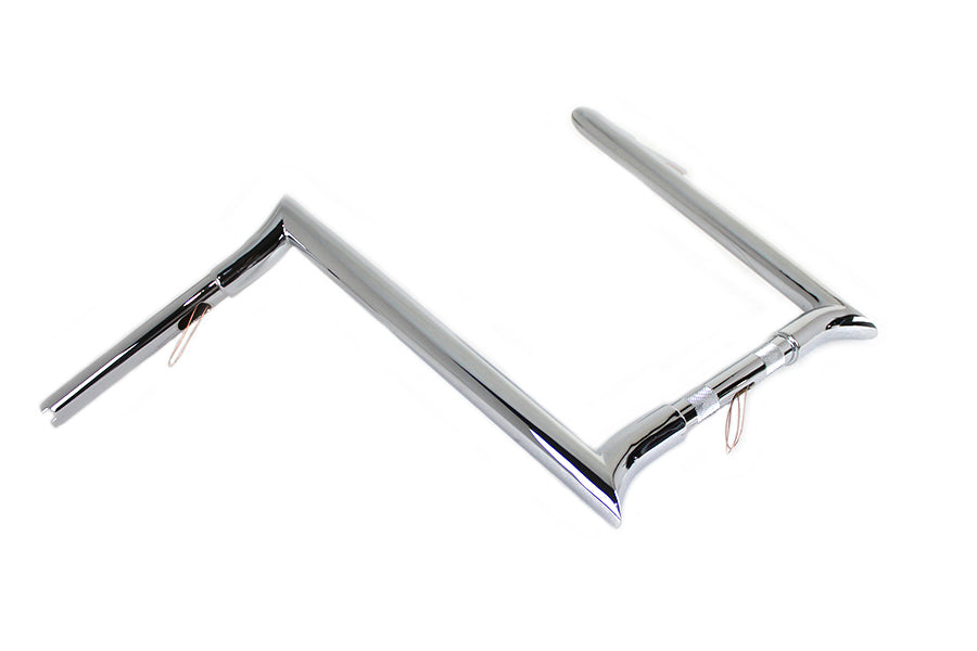 MCM 20284 16-inch chrome Z-bar handlebar with indents, handlebar control profile view