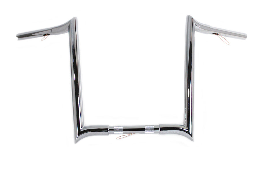 MCM 20284 16-inch chrome Z-bar handlebar with indents for motorcycle control setup