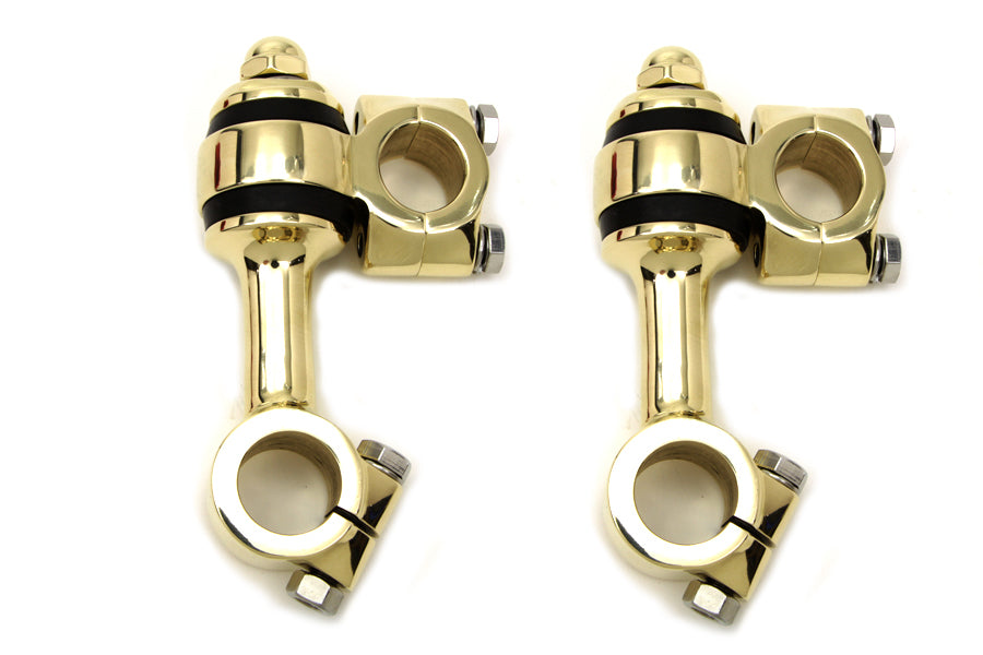 MCM 25-1271 polished brass Flanders riser set handlebar control close-up