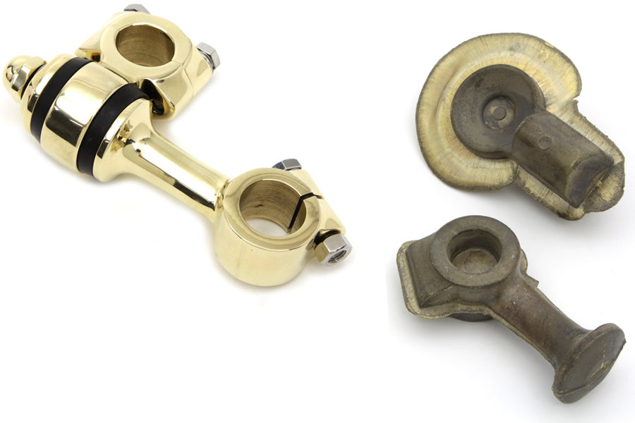 MCM 25-1271 polished brass Flanders riser set handlebar controlsweiler