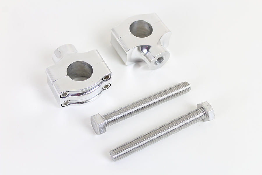 MCM H57-6087C polished short handlebar riser set for 1-inch handlebars