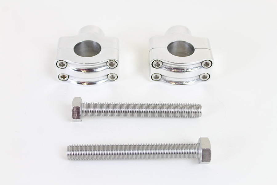 MCM H57-6087C polished short handlebar riser set for 1-inch handlebars