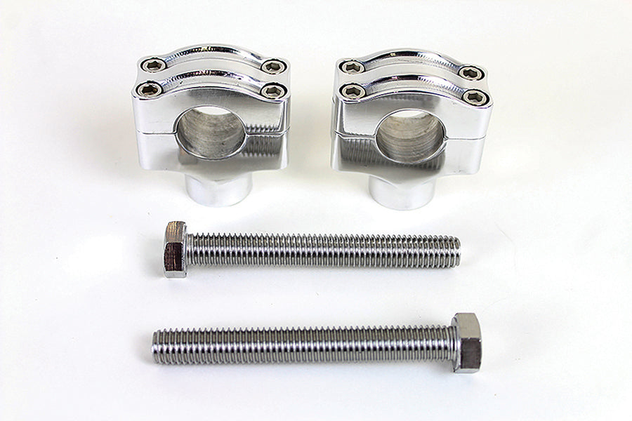MCM H57-6087C polished short handlebar riser set for 1-inch handlebars