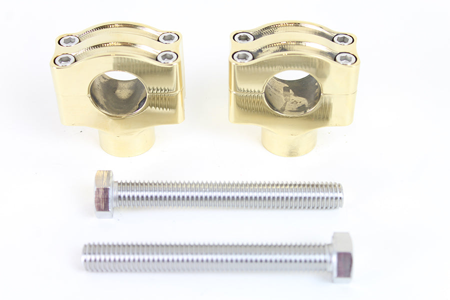 MCM H57-6087BR 1-inch brass handlebar riser set for motorcycle handlebar control