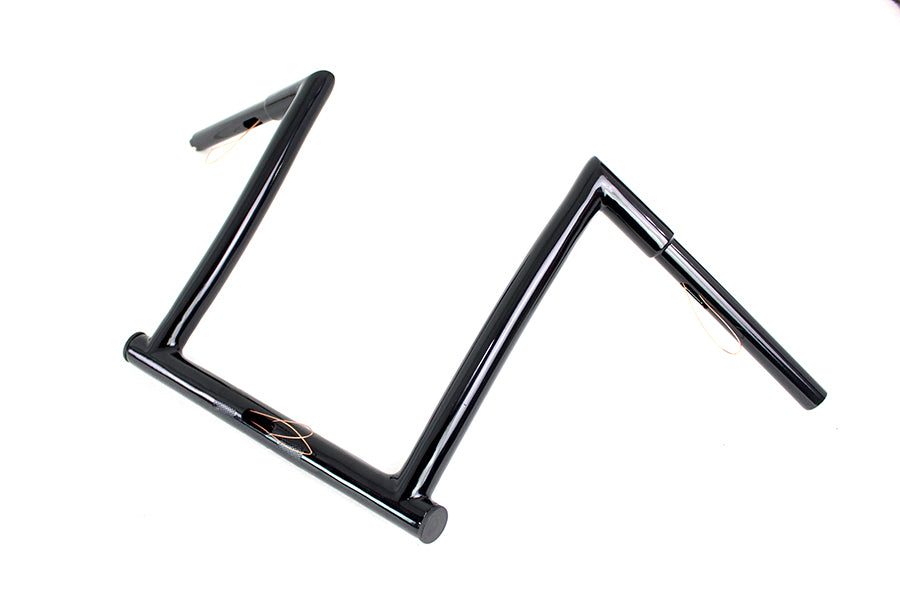 MCM 20270B 14-inch ChiZeled Z-Bar handlebar control with black finish and curved Z-bar design