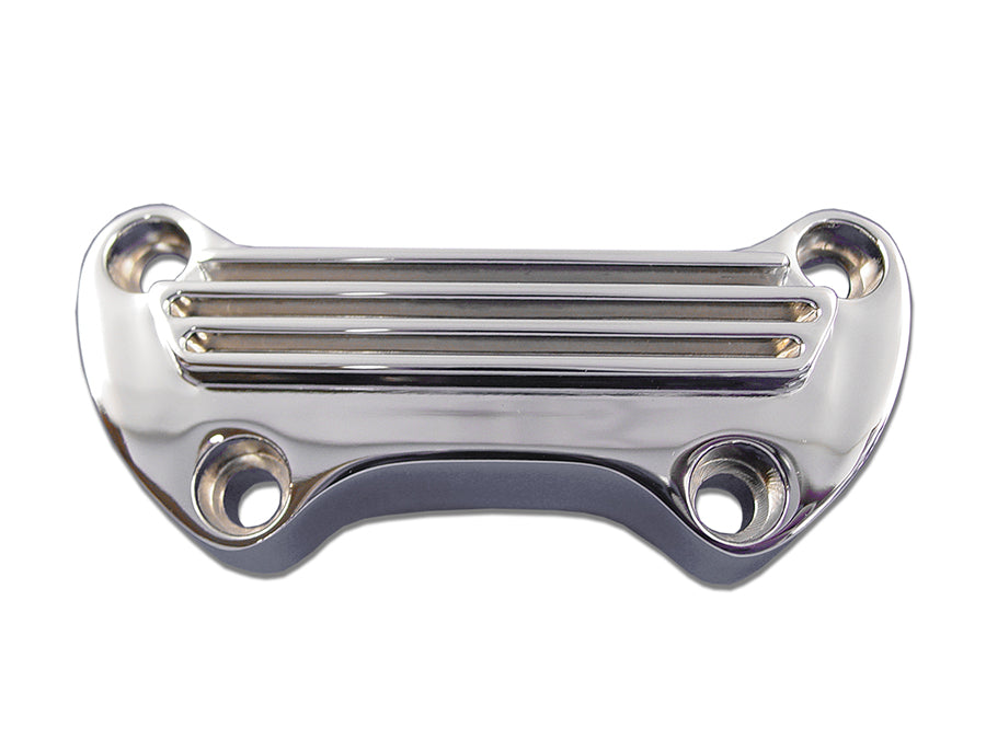 MCM 03-0106 finned riser top clamp in chrome for handlebar control setup