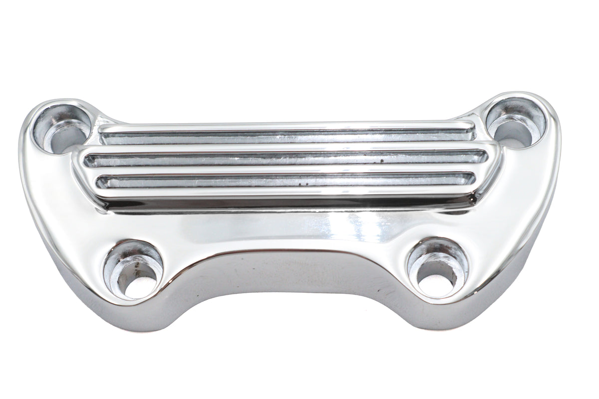 MCM 03-0107O chrome finned riser top clamp for handlebar control