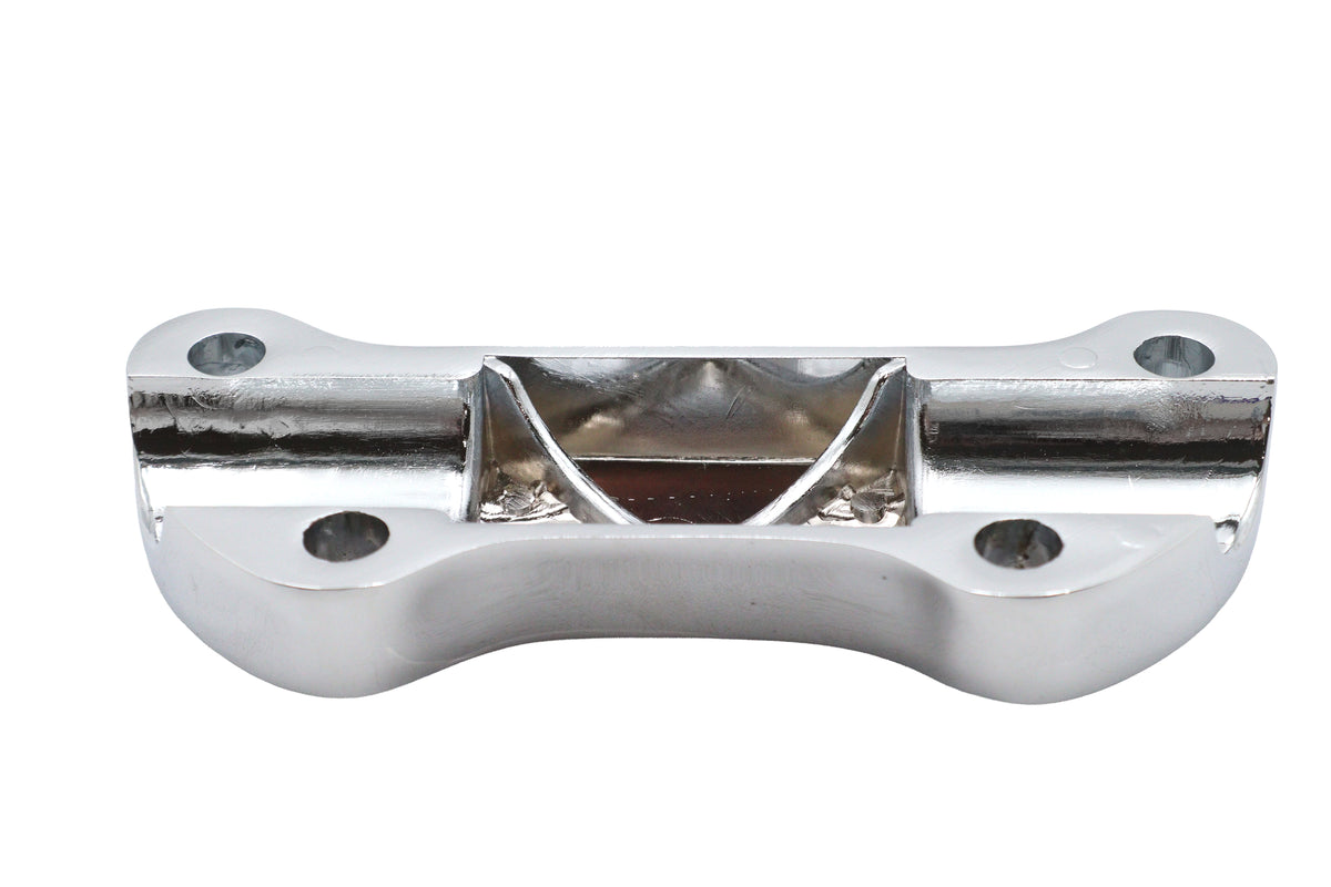 MCM 03-0107O chrome finned riser top clamp for handlebar control
