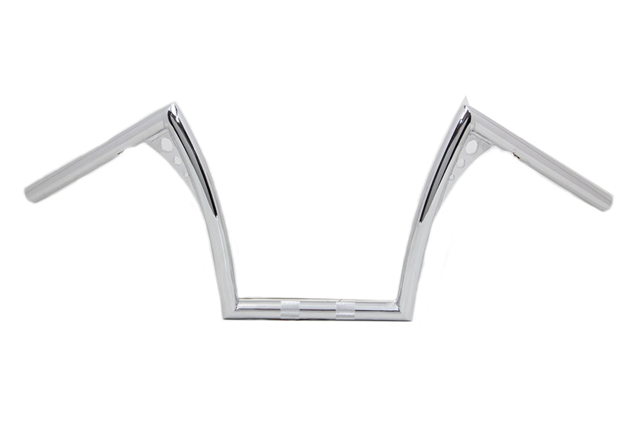 MCM 20120 12-inch Pirate Z-Bar handlebar in chrome finish, shown as a motorcycle handlebar control