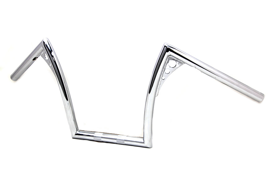 MCM 20120 12-inch Pirate Z-Bar handlebar in chrome finish, motorcycle handlebar control close-up