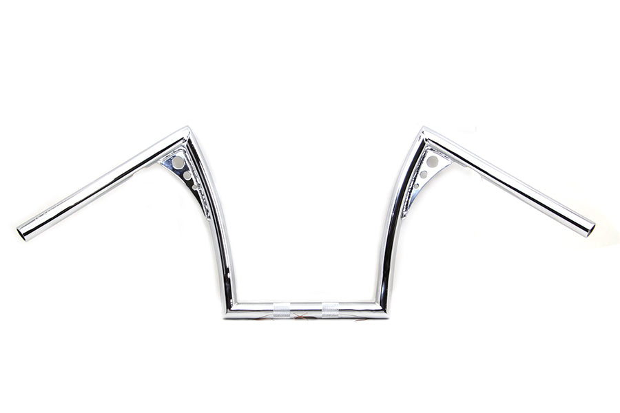 MCM 20120 12-inch Pirate Z-Bar handlebar in chrome finish for motorcycle control customization